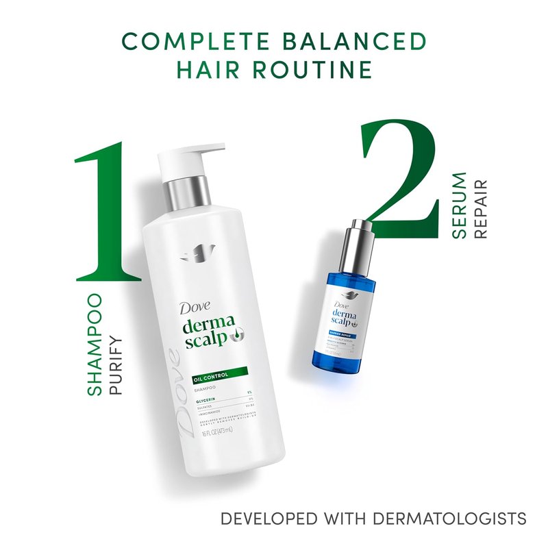 Dove Scalp Oil Control Shampoo - Glycerin & Niacinamide for Buildup Removal | 16 Fl Oz