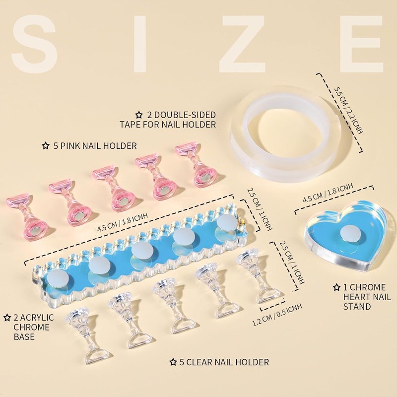 Fandamei Nail Stand - 2 Set Magnetic Acrylic Nail Holders for Easy Nail Art Practice | Ideal for Press-On Nails