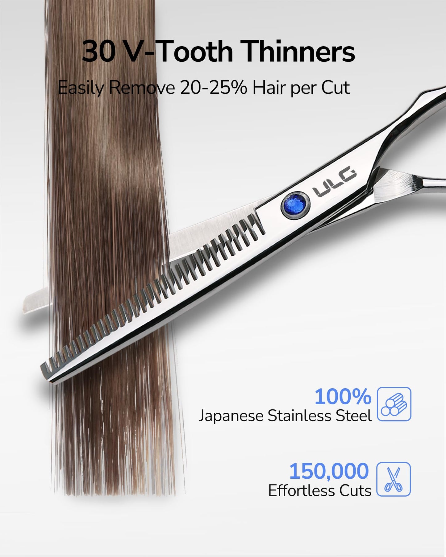 ULG Hair Cutting Scissors Thinning Shears Kit Professional Hairdressing Texturizing Salon Razor Edge Scissor Barber Kit1 Pro 6.5 inch Silver