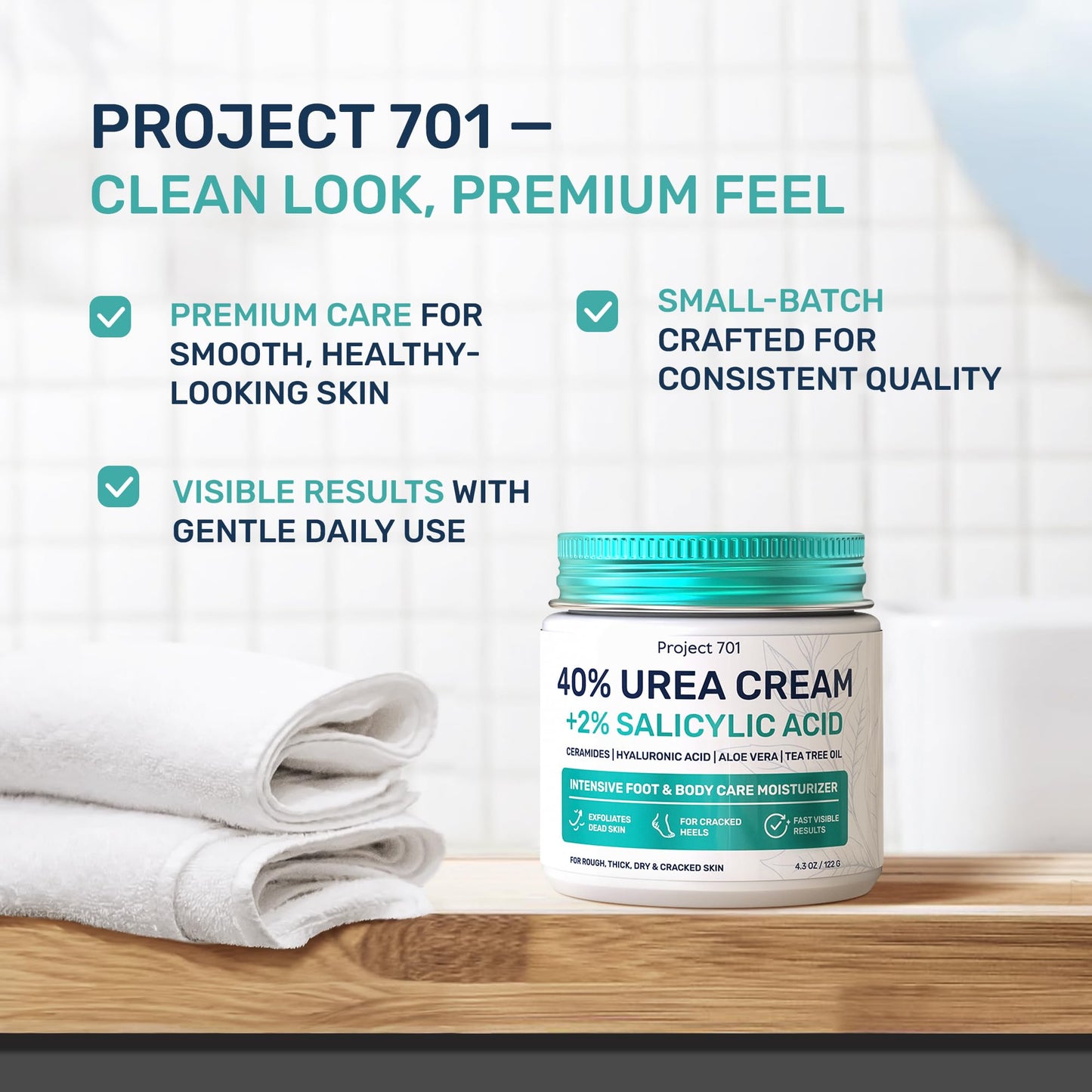 Urea Cream 40 Percent for Feet Maximum Strength - Urea Foot Cream and Callus Remover, Exfoliating Heels Cream with Salicylic Acid - Dry Cracked Foot Lotion Urea, Ceramides, Tea Tree Oil, 4.3 oz