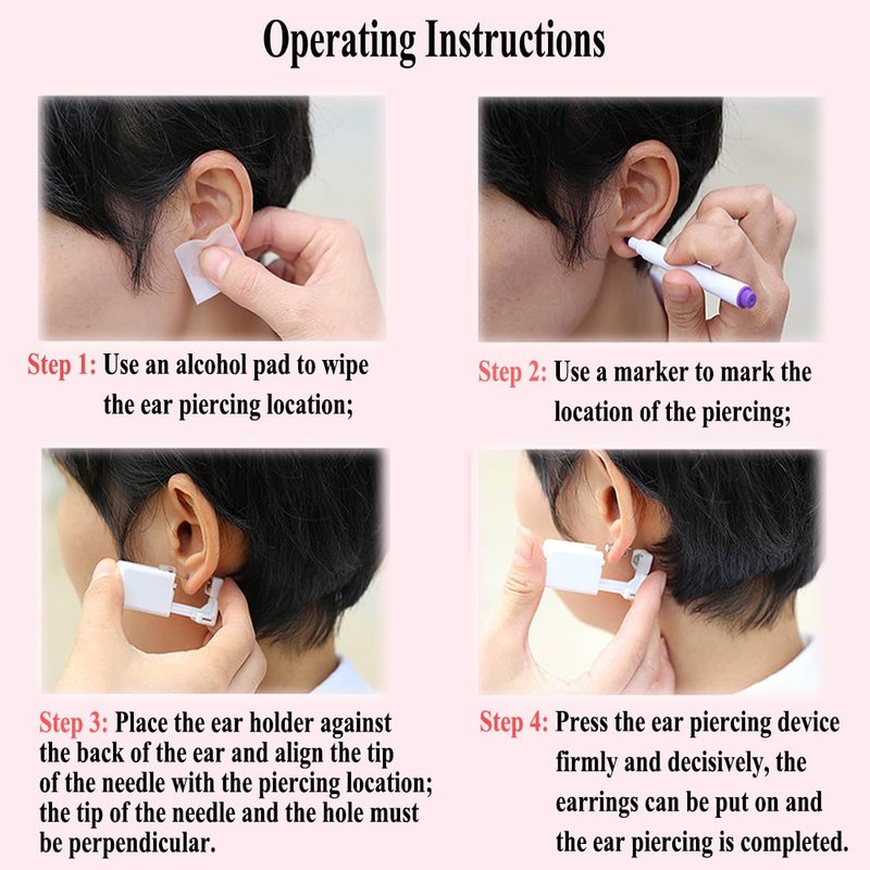 VitaCool Disposable Ear Piercing Gun Kit Ear Cartilage Piercing Kit Easy and Safe Earring Self for Yourself Use at Home(Silver Ball Pattern 234mm)