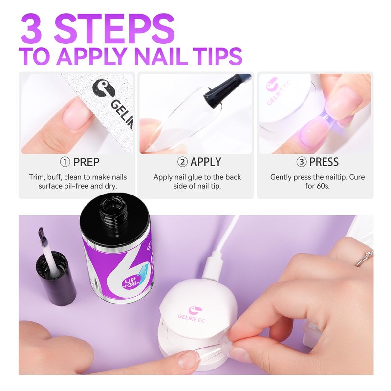 Gelike EC Professional Bulk Nail Glue: 40ml Salon Size Gel Nail Glue - 5X More Value for Press On Nails Acrylic & Nail Tips - Strong & Quick Dry UV Gel Adhesive for Nail Artists & Small Businesses