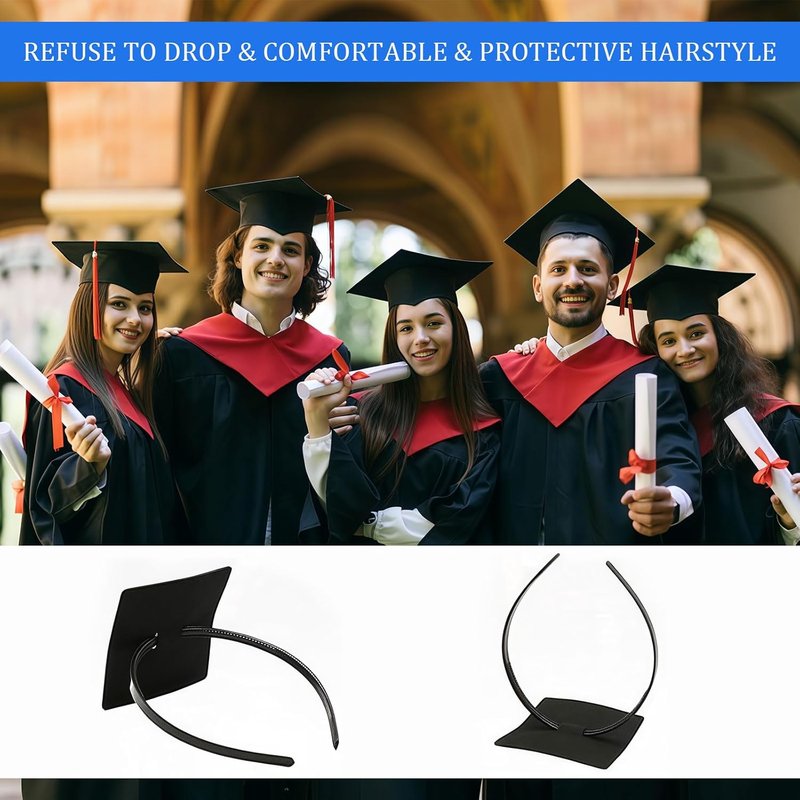Pvoiue Graduation Cap Headband Insert - Adjustable Anti-Fall Design for Secure Hairstyle