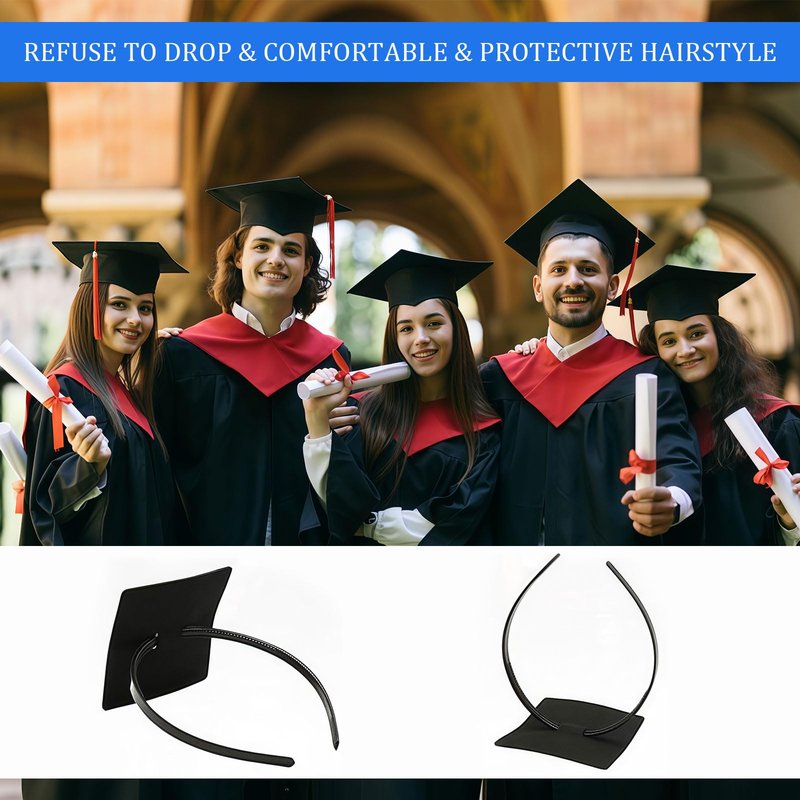 Pvoiue Graduation Cap Headband Insert, Grad Caps Headband Insert, Adjustable, Secures Cap and Keeps Hairstyle, Upgraded Interior Design, Simple and Practical Anti-Fall Hairband for Graduation