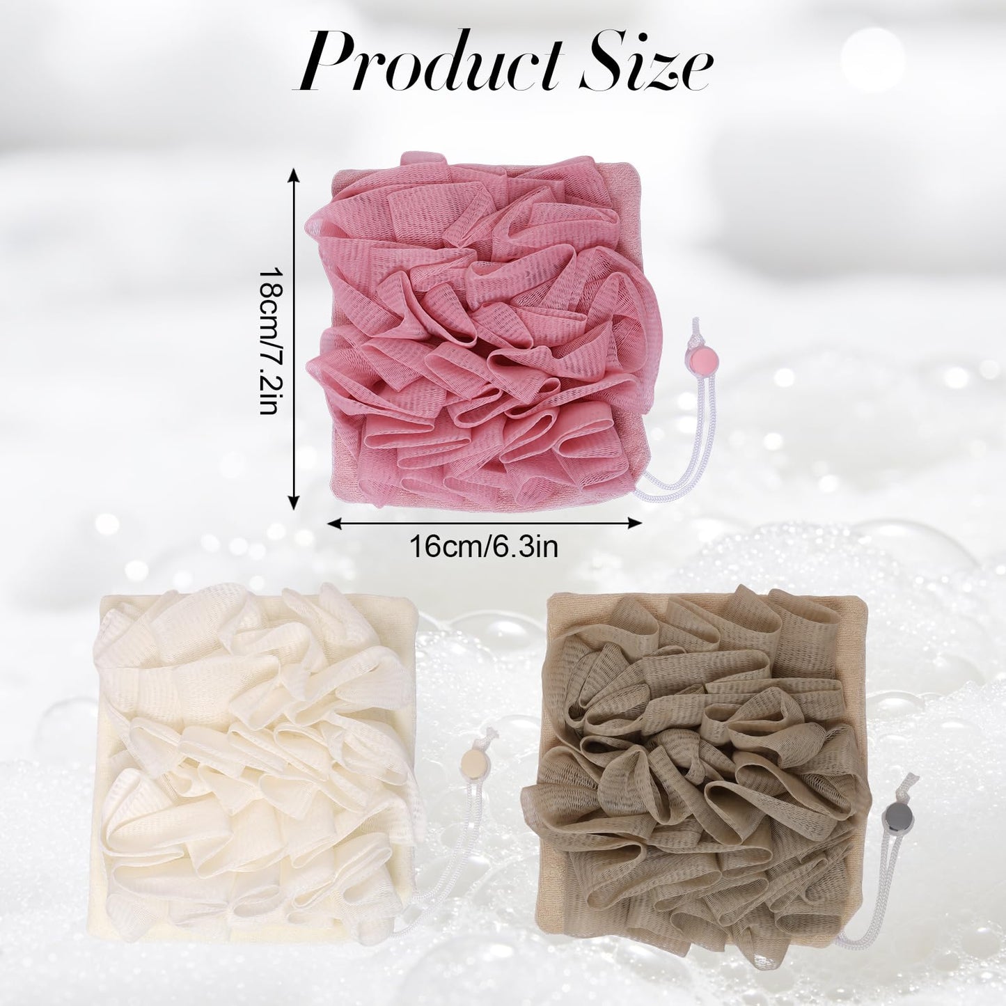 Fzxdfg 3PCS Soap Bar Loofah 2 in 1 Bar Loofah Pouch with Hold Soap for Effective Exfoliation Mesh Shower Bathing (Beige, Khaki, Pink)