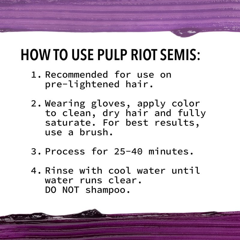 Pulp Riot Semi Permanent Hair Color Jam – Violet, Long-Lasting Vibrancy, Anti-Overworking Formula, Vegan, Conditioner-Based, 4oz Tube