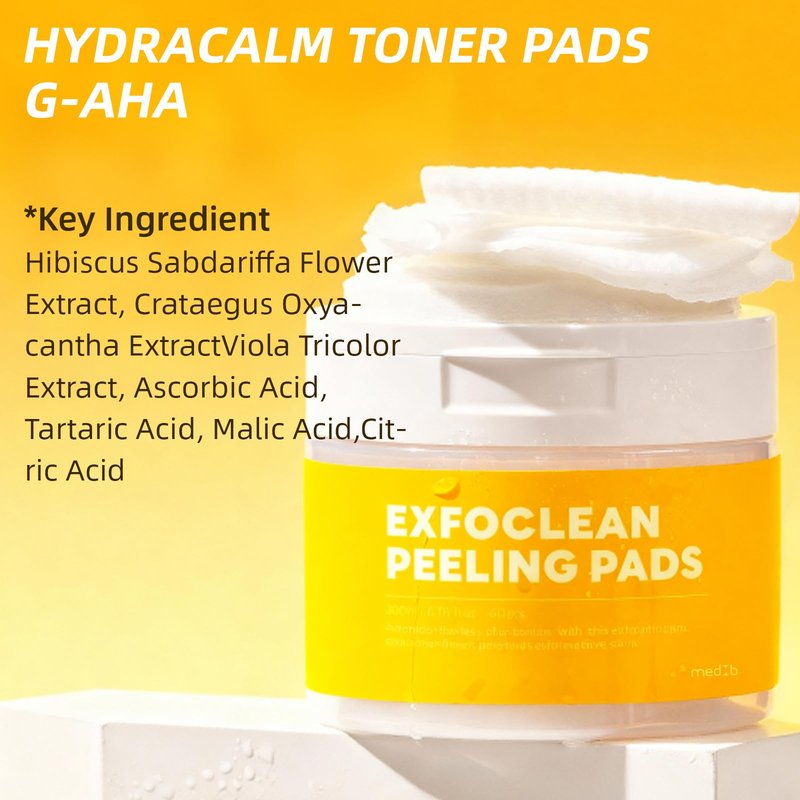 MEDB Exfoclean Peeling Pads Korean Skincare Exfoliating Face Pad with AHA & BHA Face Exfoliator Toner Pads with Salicylic Acid Brightening, Hydrating, Pore Care, for Radiant & Clear Skin, 60 Counts