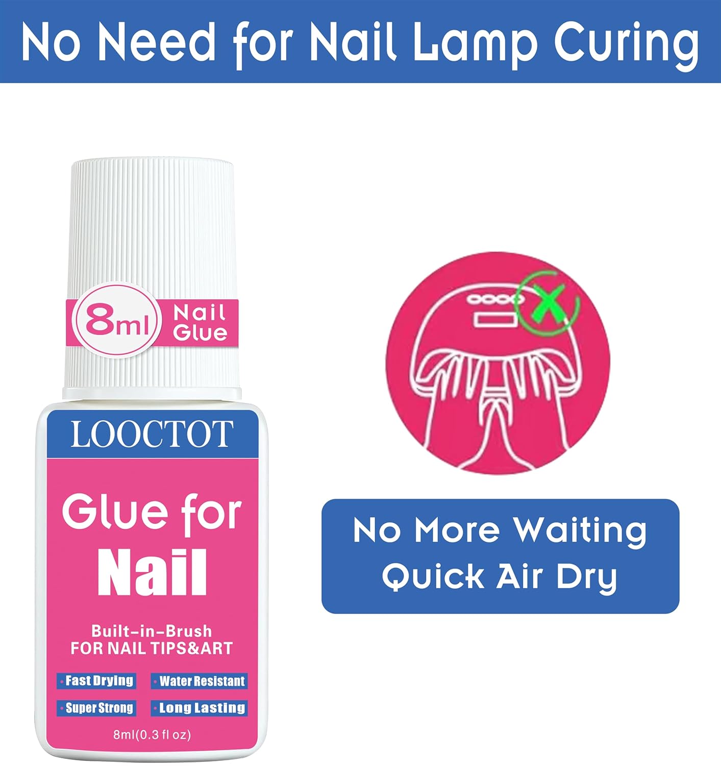 Skiennix Super Strong Nail Glue - Long Lasting Adhesive for Acrylic & Press-On Nails | 8ml (2-Pack)