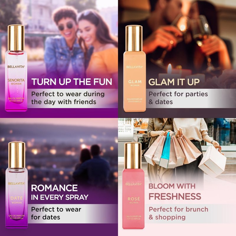 Luxury Women's Perfume Gift Set - Rose, Senorita, Date & Glam | 80ml | Long-Lasting Floral Fragrance