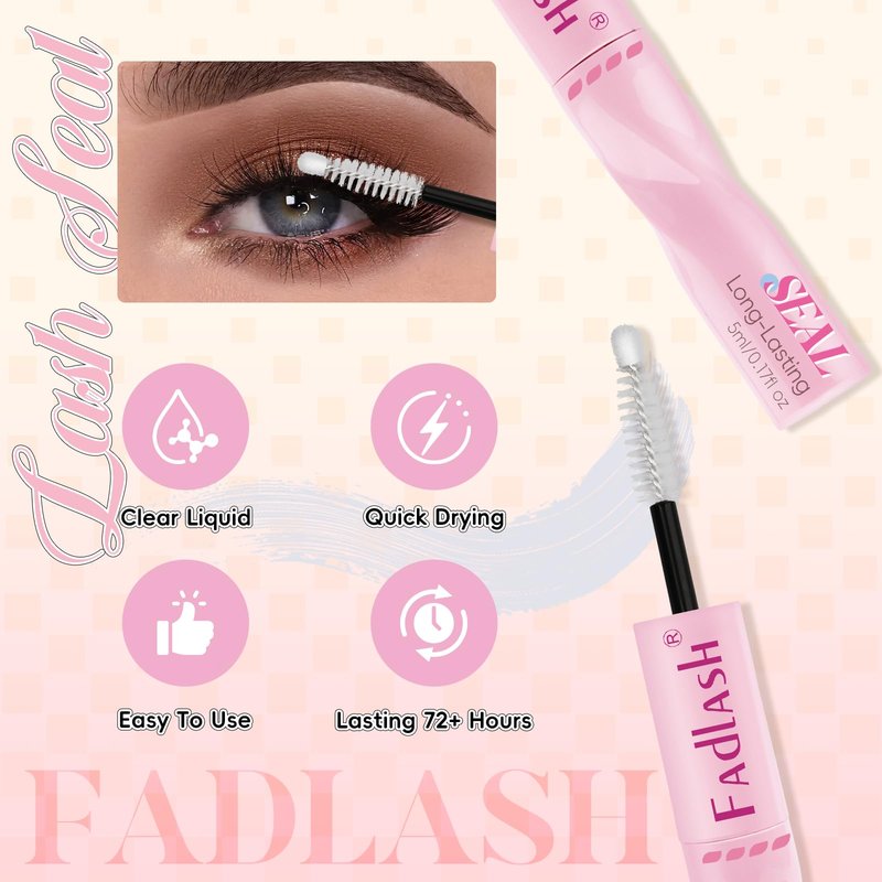 FADLASH Lash Bond and Seal Eyelash Glue DIY 2 in 1 Lash Clusters Glue with Mascara Wand for Strong Hold 72 Hours Long Lasting 10ml
