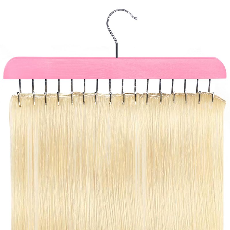 Hair Extension Holder & Hanger for Clip Ins - Weft Organizer Stand for Washing & Styling - Storage Rack Display Stand Accessories for Extensions (Pink)