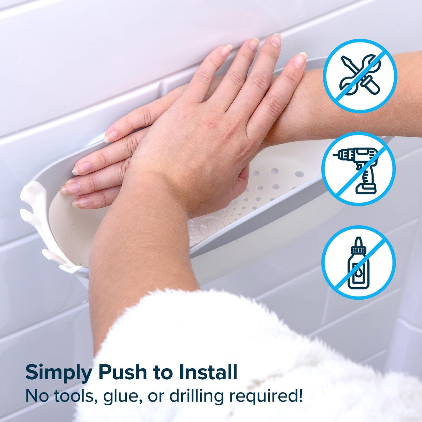 SlipX Solutions Shower Organizer Caddy, Sturdy Storage Organizer, Power Lock Suction Cups, Holds up to 22 Pounds, Tool Free, Drill Free, Removeable, Perfect for RV, Dorm, & Bathroom (White)