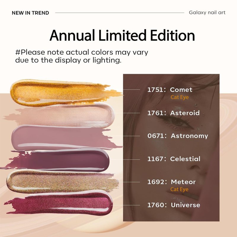 modelones Gel Nail Polish Set, 6 Colors Winter Nude Brown Gel Polish Glitter Burgundy Shiny Champagne Gold Magnetic Cat Eye Effect Sparkle Stunning Home Nail Art Kit Gift for Girl Women