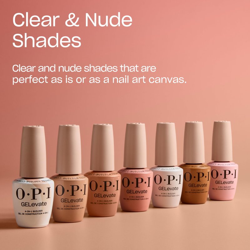 OPI GELevate 4-in-1 Nail Builder Gel | Blank Canvas, Soft White Color with Shimmer Finish | UV Cure Gel Builder Nail Polish | Vegan | 15 ML