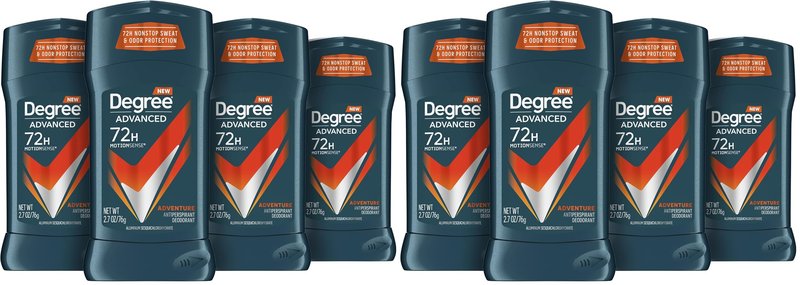 Degree Men Antiperspirant Deodorant Adventure Antiperspirant For Men With MotionSense Technology 2.7 oz, (Pack of 8)