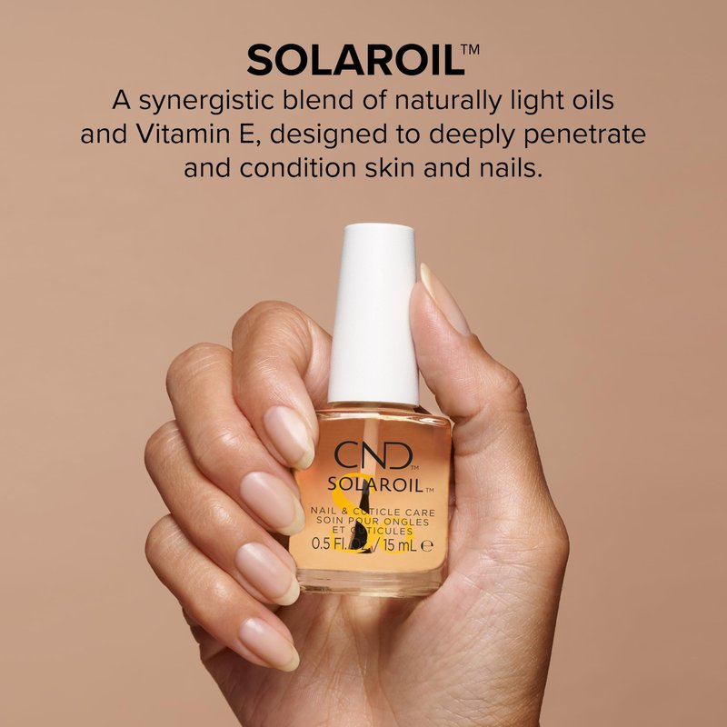 CND SolarOil Cuticle Oil, Natural Blend Of Jojoba, Vitamin E, Rice Bran and Sweet Almond Oils, Moisturizes and Conditions Skin, 0.25 fl oz