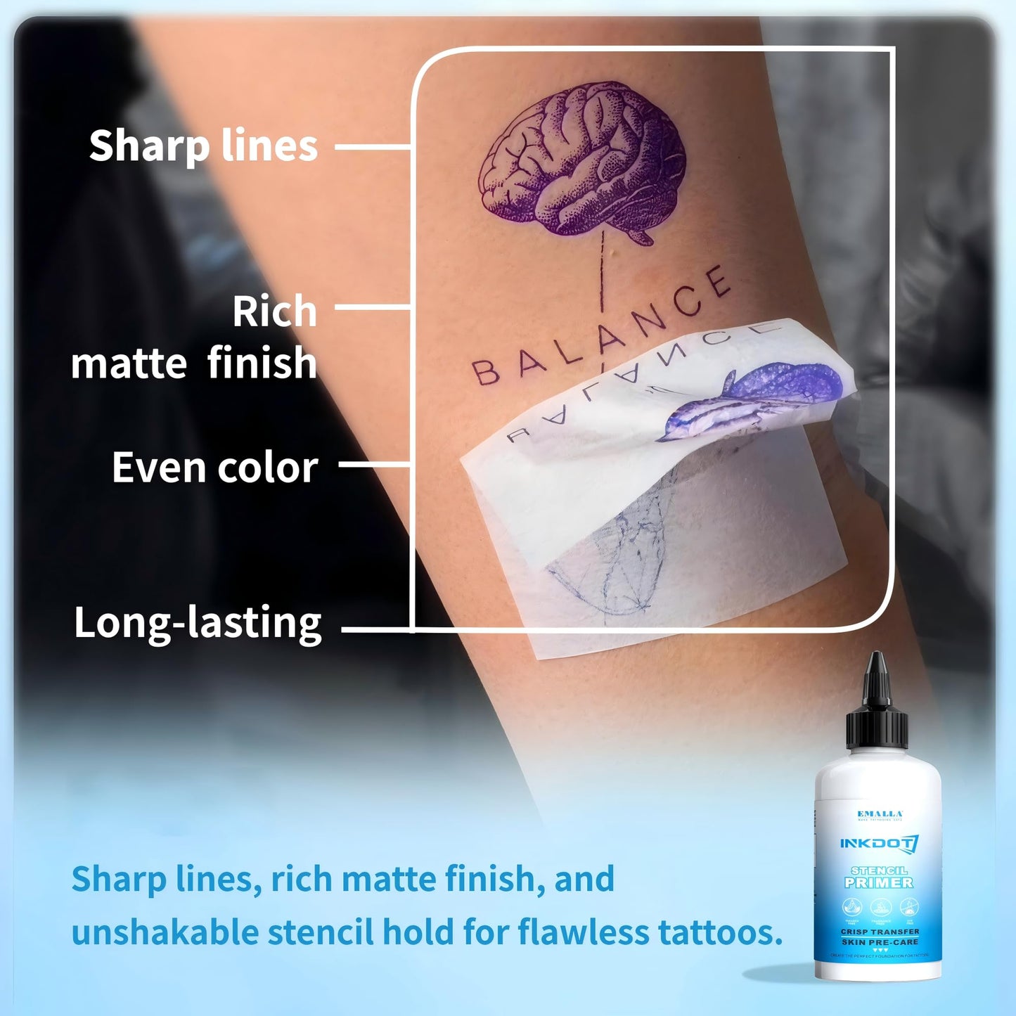 Tattoo Stencil Gel 8.46oz Large Size Professional Transfer Gel for Clear & Long-Lasting Transfers, Quick-Dry, High Adhesion,Gentle on Skin for Tattoo Artists and Beginners