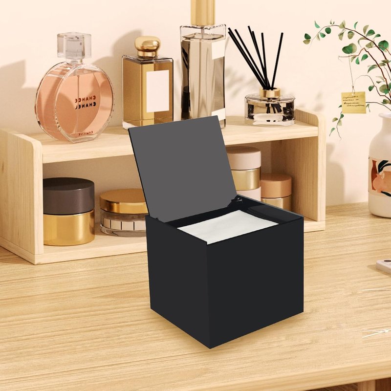 Disposable Face Towel Storage Box - Acrylic Holder for XL Facial Towels | Sleek Black Design