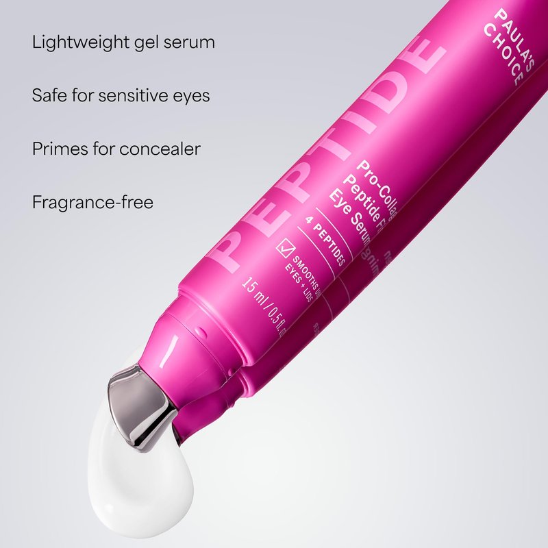 Paula's Choice Pro-Collagen Peptide Serum, Firming Eye Serum, All-in-One Eye Hydrating Treatment, Cooling Applicator Targets Puffiness, Smooths Fine Lines & Crow's Feet, Fragrance-Free, 0.5 Fl Oz