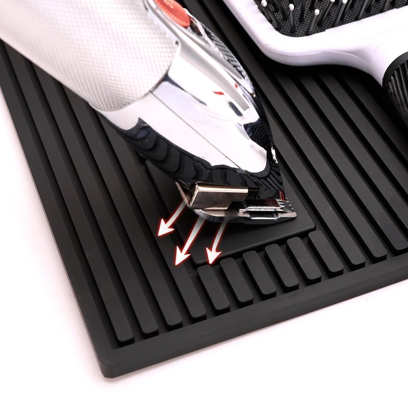 Barber Tools Organizer Mat, Magnetic Barber Mat with 2 Magnetic Slots, Barber Clippers Mat, Magnet Strip Station Pad for Hairstylist