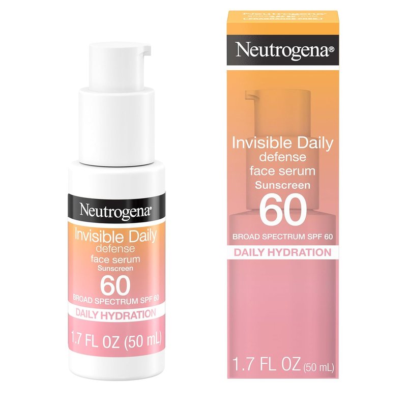 Neutrogena Invisible Daily Defense SPF 60 - Hydrating Face Sunscreen Serum, Oil-Free, 1.7 Fl Oz