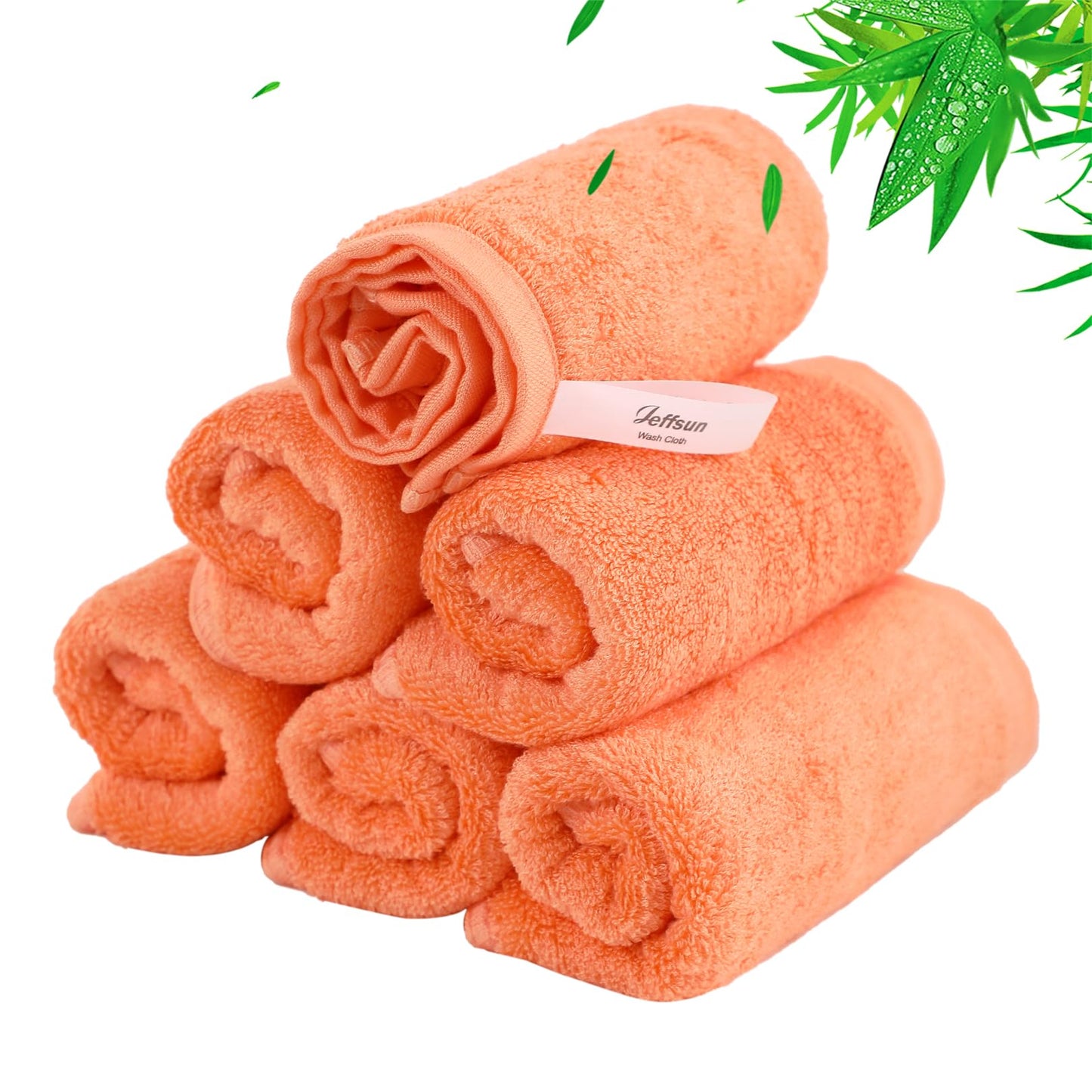 Baby Washcloths 6 Pack, 10x10 inch Orange Small Wash Cloths for Face and Body, Super Soft & Gentle Face Towels on Sensitive Skin, Newborn Registry Bath Shower Gifts for Infant Kid Toddler Children