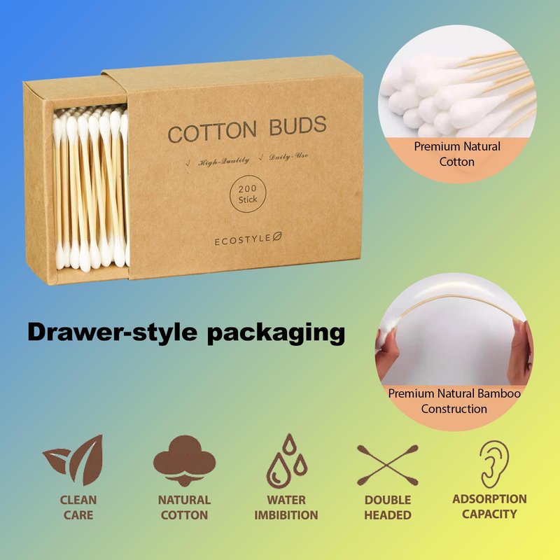 200 Count Double Tipped Cotton Swabs | Premium Pure Cotton with Sturdy Burr-Free Wooden Sticks | Multi-Use for Beauty Touch-Ups, Household Cleaning, Pet Grooming & Personal Care