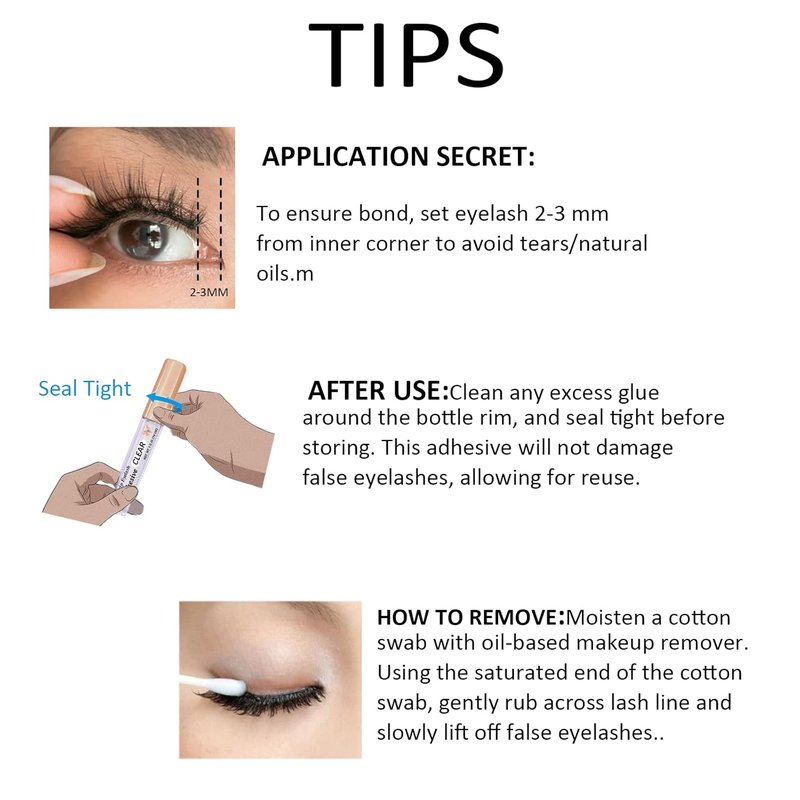 Regine Switzerland Waterproof Eyelash Adhesive - Super Strong Hold Clear Glue for Sensitive Eyes - 5ml/0.18oz