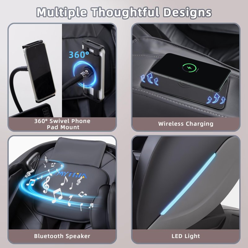 MYTHIA 2026 4D Massage Chair for Home Relaxation– Full Body Zero Gravity Recliner with 55" SL Track, Body Scan, 12 Auto Modes, Heat, Bluetooth App Control & Wireless Charging (A303C Black)