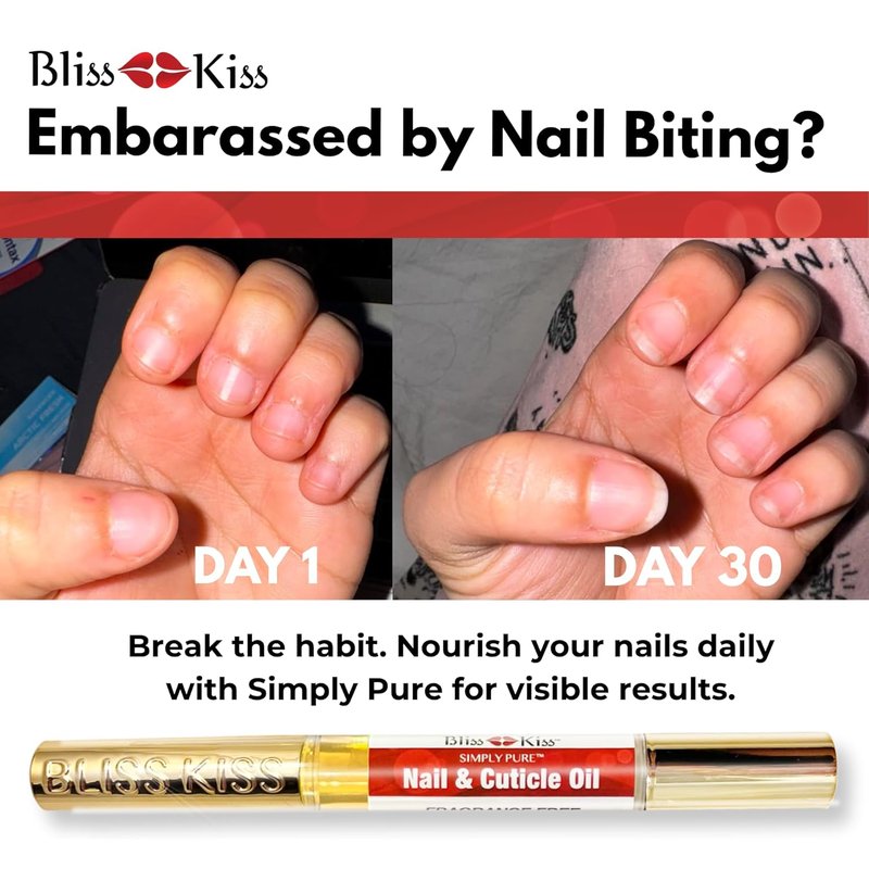 Bliss Kiss Fragrance-Free Nail Oil Cuticle Pens - Vitamin E & Jojoba | Nail Strengthener for Brittle, Peeling Nails