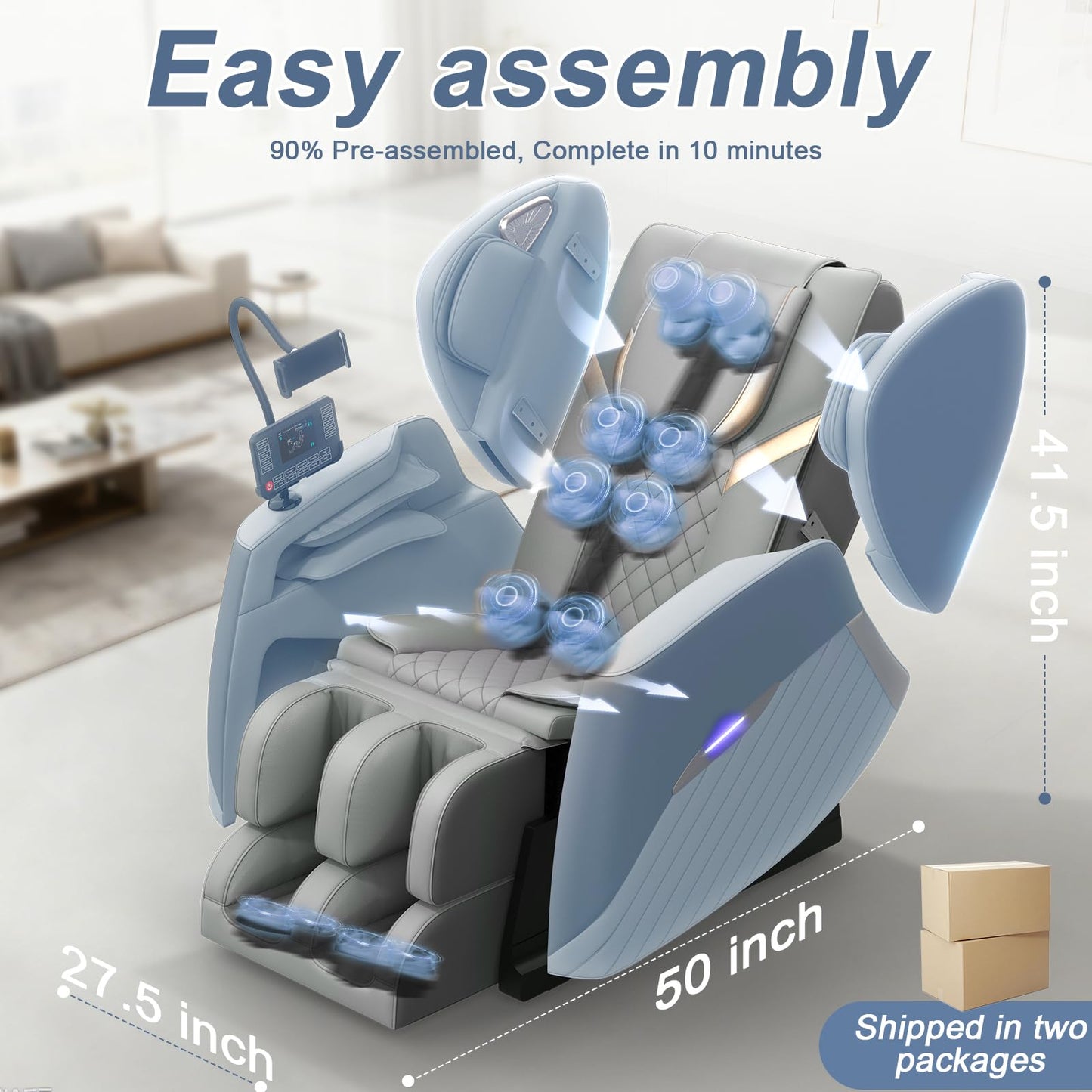Srfzluxy Massage Chair Full Body, Zero Gravity Massage Chair with 16 Fix Rollers, Auto Massage Program, Foot and Calf Massage, Recliner Chair with Heating, Touch Screen Controller, Bluetooth Speaker