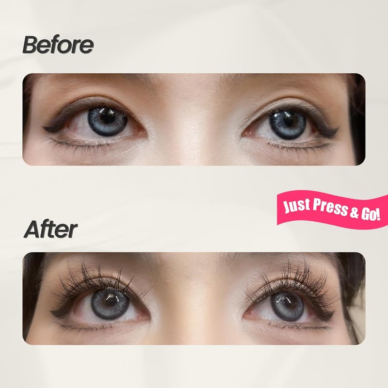 GlamReal Self-Adhesive Press-On Lashes - Ultra-Thin Invisible Band, 36 Reusable Clusters | Fairy Airy, 10-14mm