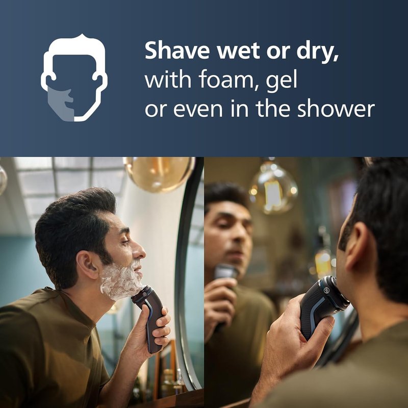 Philips Norelco Electric Shaver 3600 Series - Wet & Dry Use, Travel Pouch, Storm Blue, Model S3243/91