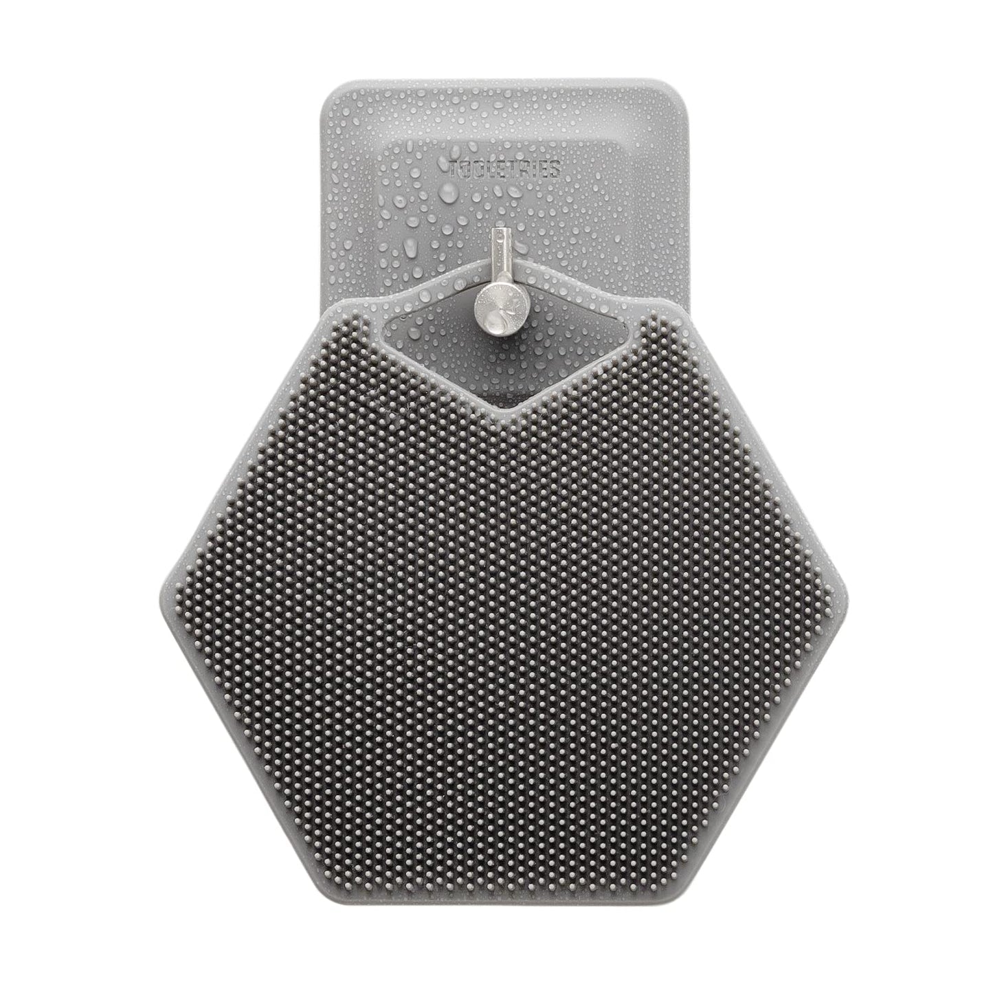 Tooletries - Body Scrubber & Storage Hook - Silicone Toiletry Organizer, Shower & Bathroom Accessory - Features Silicone-Grip Technology, Removable & Reusable - Grey