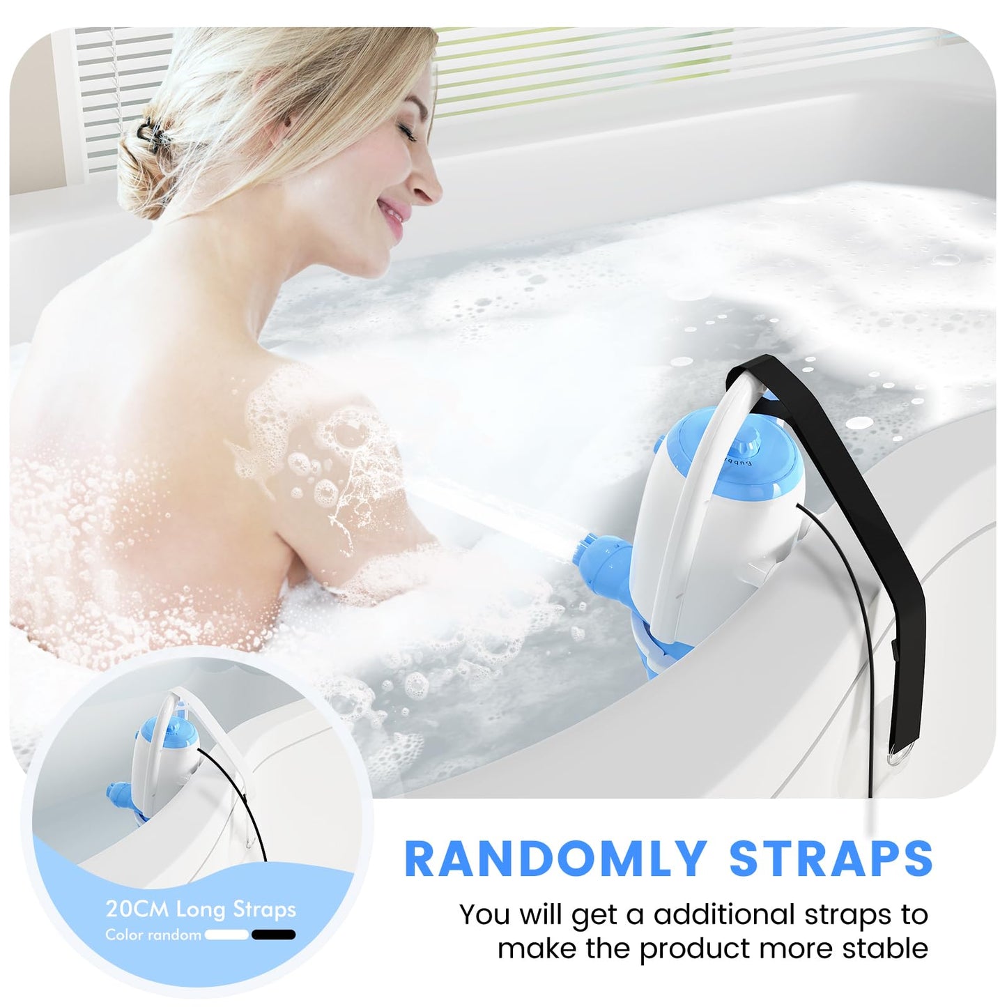 Yeahout Bath Jets for Tub, New Upgraded Portable Bath Jets Spa, Home Spa Bathtub Jets Creates Soothing Bubbles and Massage for Relaxing Daily Use, Bathtub Accessories for Women, Blue