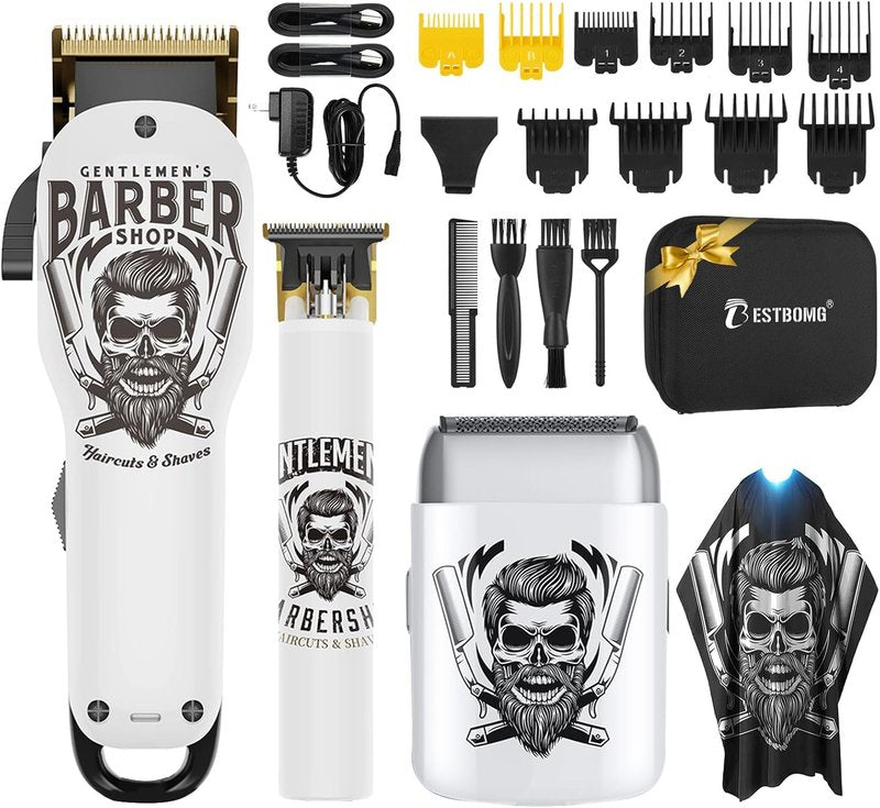 BESTBOMG® Hair Clippers - Professional Beard Trimmer Kit with Ceramic T-Blade | Ideal for Barbers & Gifts