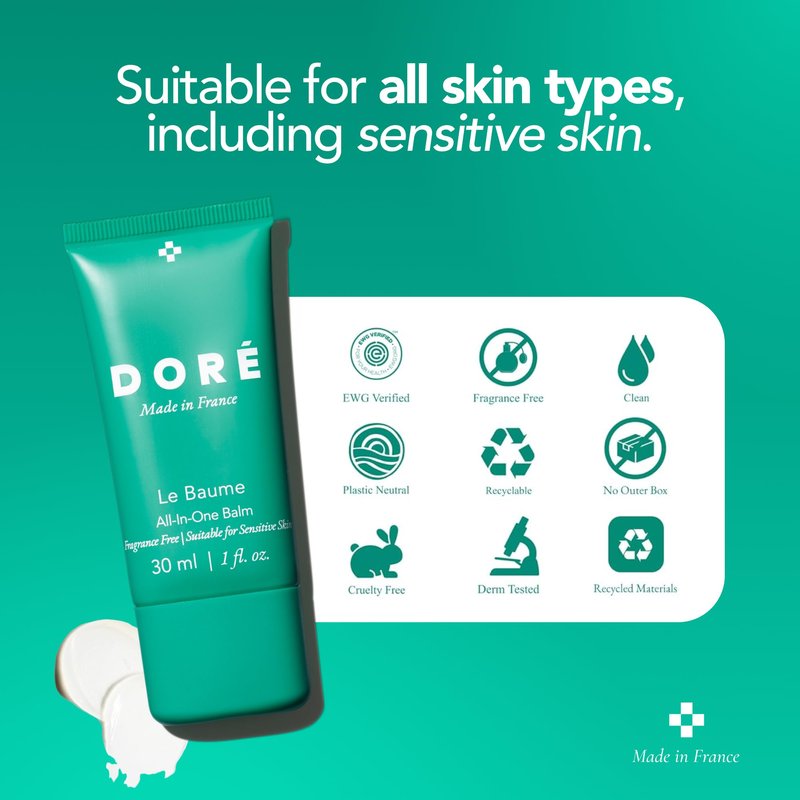 Doré - Le Baume All-In-One Balm | Fragrance-Free Face Balm Moisturizer for Sensitive Skin | Multi-Purpose Lip Moisturizer for Women | Night Ointment with Vitamin E (1 fl oz | 30 ml)