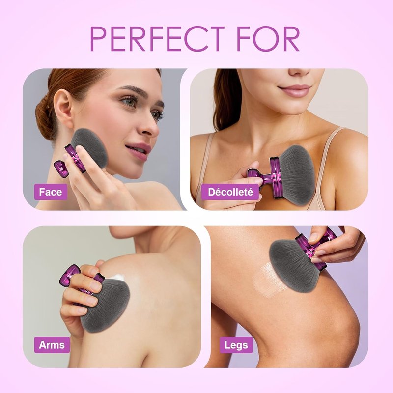 Blend & Blur Extra Large Body Makeup Brush - Perfect for Self Tanner & Bronzer | 76mm Round Head with Case (Purple)