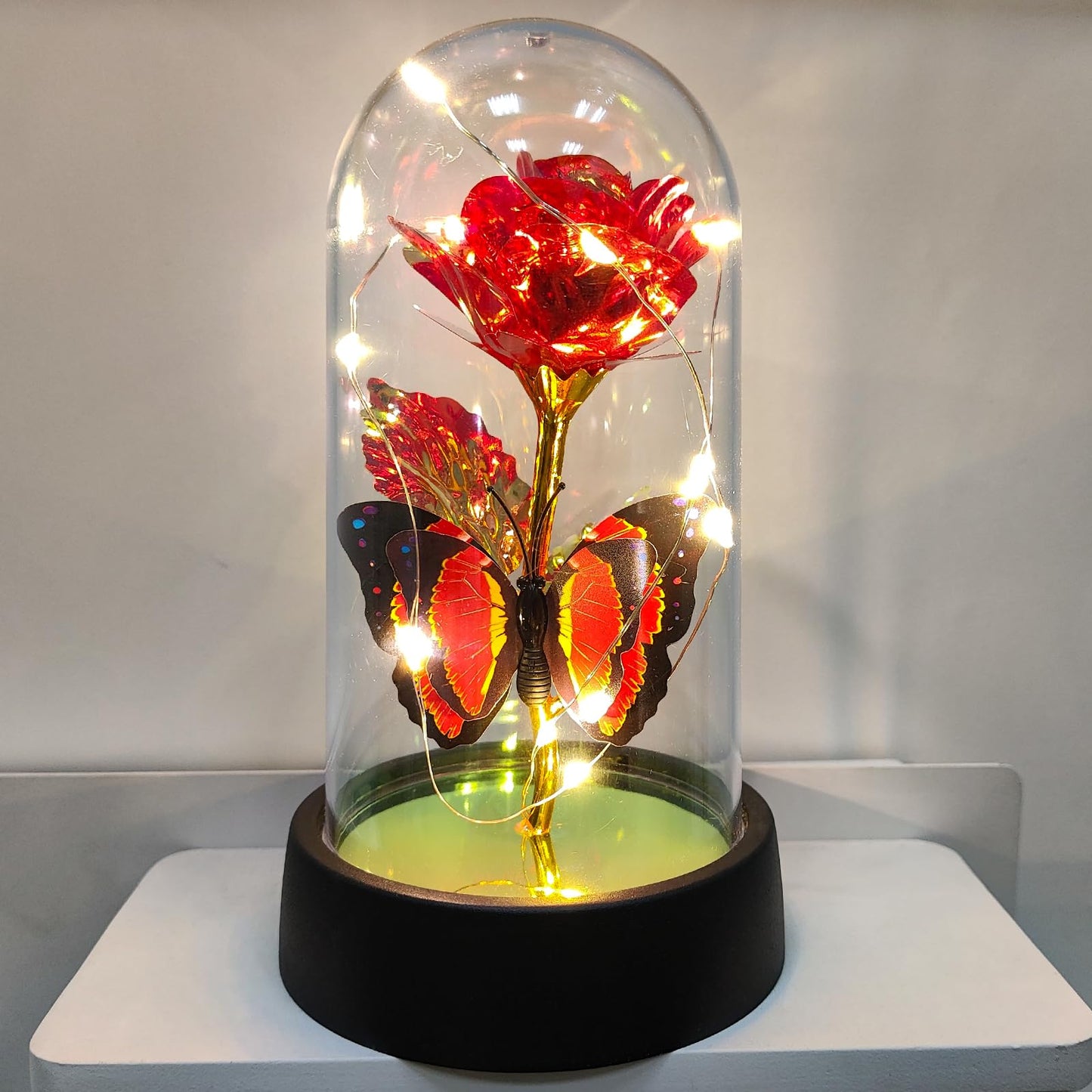 Glass Rose in Glass Dome, Light Up Flower, Eternal Roses - Valentines Day Gifts for Her, Mothers Day Roses Gift for Mom, Womens Gifts for Christmas - Galaxy Rose, Birthday Gift