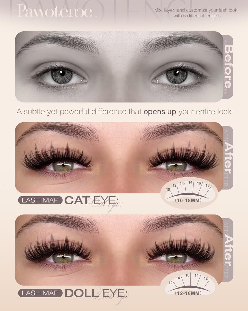 Pawotence Manga Lash Clusters 10-18mm Eyelash Clusters 144pcs Cluster Eyelash Extensions Anime Cluster Lashes Individual False Eyelashes for DIY Lash Extension
