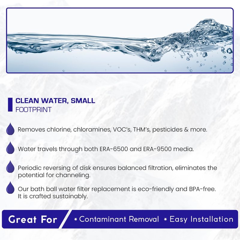 Crystal Quest Bath Ball Replacement Cartridge – Removes Chlorine, PFAS & Odors – Easy-to-Install Water Filter – Eco-Friendly, Durable & Skin-Safe – Built in the USA