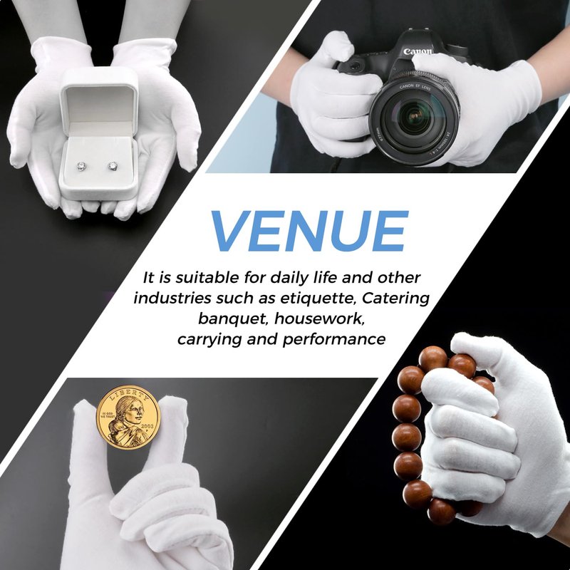 3 Pairs Cotton Gloves for Dry Hands Sleeping, Soft Moisturizing Eczema Gloves Overnight, Stretchable White Gloves Women & Men for Coin Jewelry Silver Inspection Halloween Costume