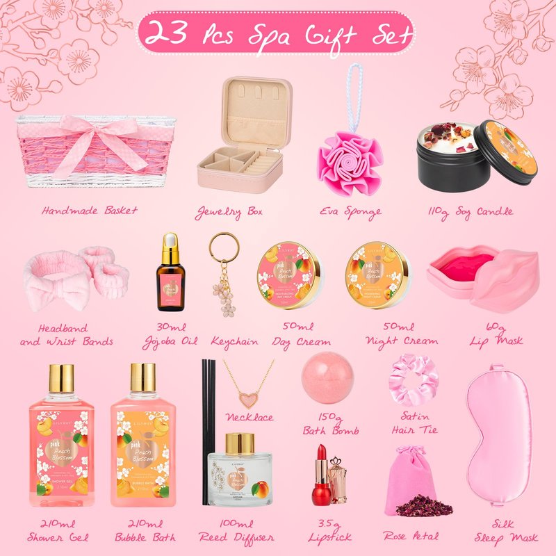 Gifts for Women, Gift for Birthday, Mothers Day Gift Basket for Mom - 23Piece Bath and Body Gift Baskets Set, Spa Gift Baskets for Women, Gift Sets | Gift for Christmas, Holiday, Valentines Day