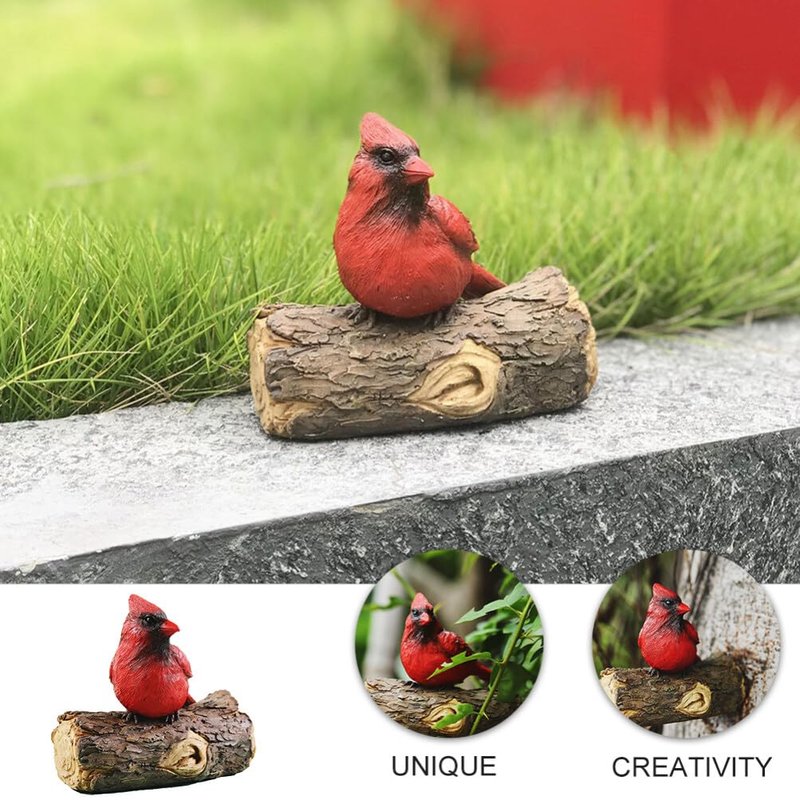 Scicalife Cardinal Garden Decor Red Bird Resin Ornament Hanging on Tree Outdoor Lawn Decorations Hand-Painted Bird Sculpture for Patio and Yard