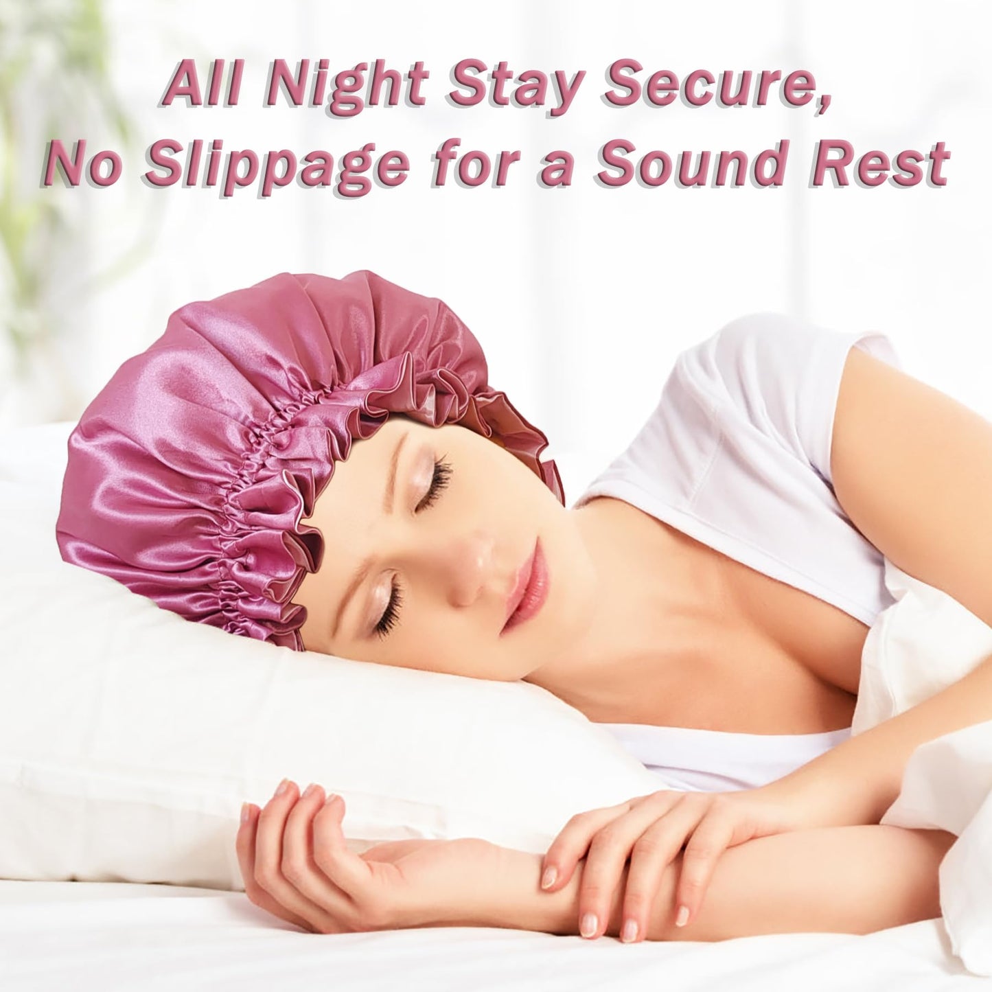 vidsel Silk Bonnet for Sleeping Women, Satin Hair Bonnets for Women, Double Layer Reversible Hair Wrap Lined Sleep Cap for Braid Curly Hair