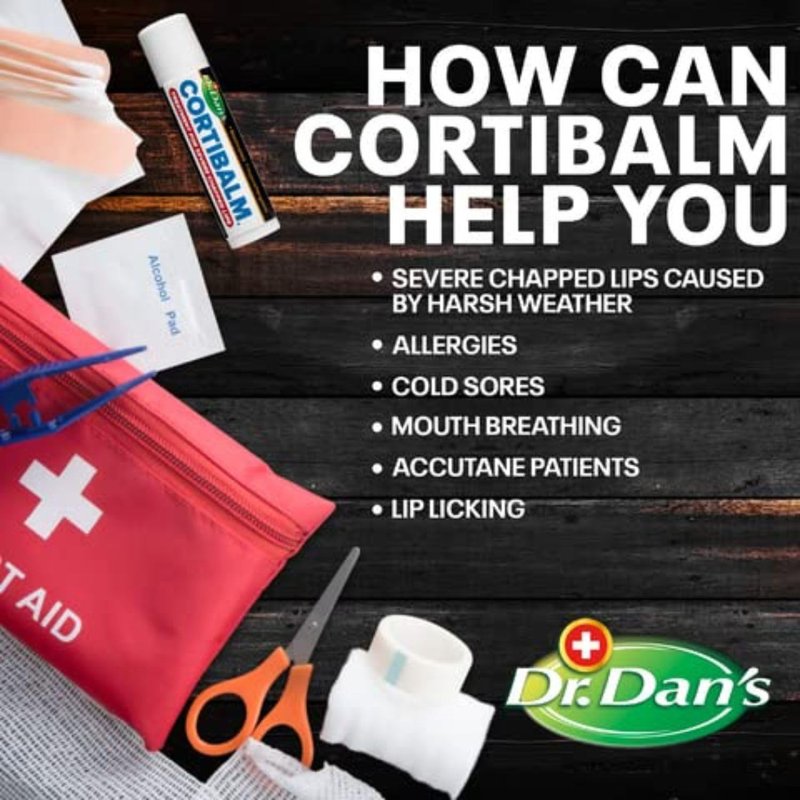 Dr. Dan's Cortibalm-5 Pack- for Dry Cracked Lips- Healing Lip Balm for Severely Chapped Lips - Designed for Men, Women and Children -