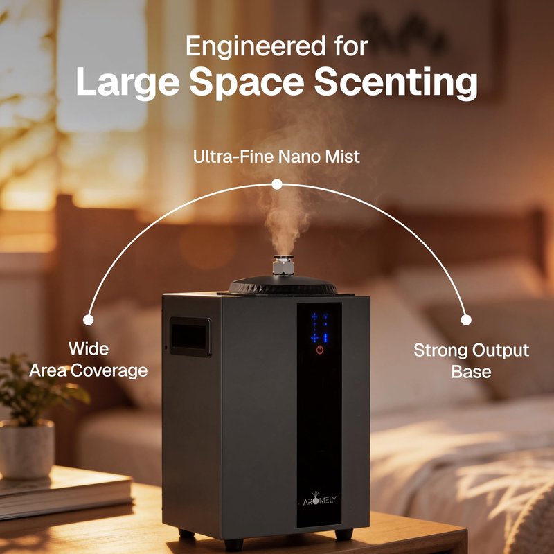 AROMELY HVAC Scent Diffuser – Nebulizing Waterless Diffuser for Home, Office, Large Room & Commercial Use – Smart Bluetooth App Controlled, Up to 4,000 SQFT – Cold Air Diffusion Technology – Black