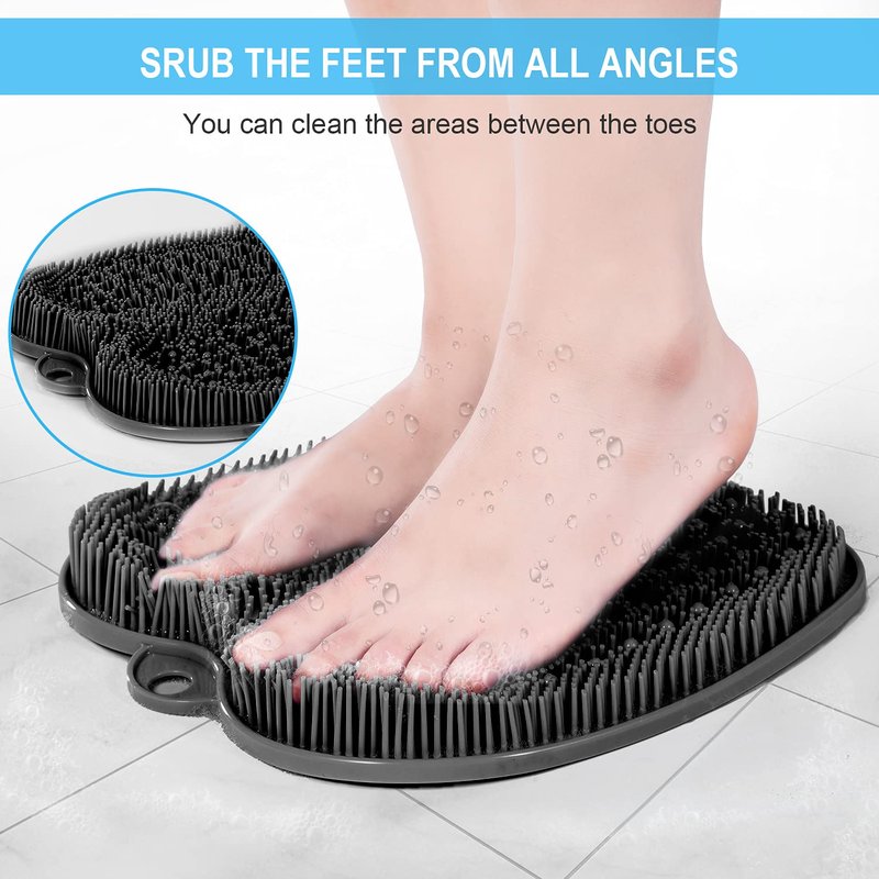BESKAR XL Large Foot Scrubber Mat for Use in Shower - Shower Foot Cleaner to Eliminate Calluses Dead Skin, Foot Massager Mat for Men & Women to Soothe Achy Feet, Non Slip Suction Cups