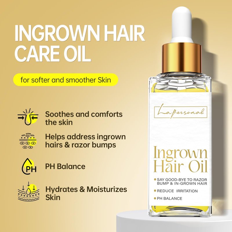 LA.PERSONAL Ingrown Hair Oil, Post-Shave Oil for Ingrown Hair & Razor Bump Prone Skin, for Bikini Line, Legs & Underarms, Pre & After Shave Oil for Women & Men, 40 ML / 1.4 FL OZ