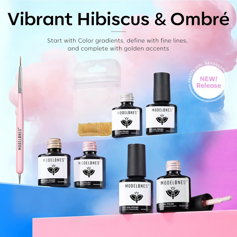 Modelones Gel Nail Polish Set - 6 Vibrant Colors for Summer | Hot Pink, Blue, Milky White & More with Nail Art Tools